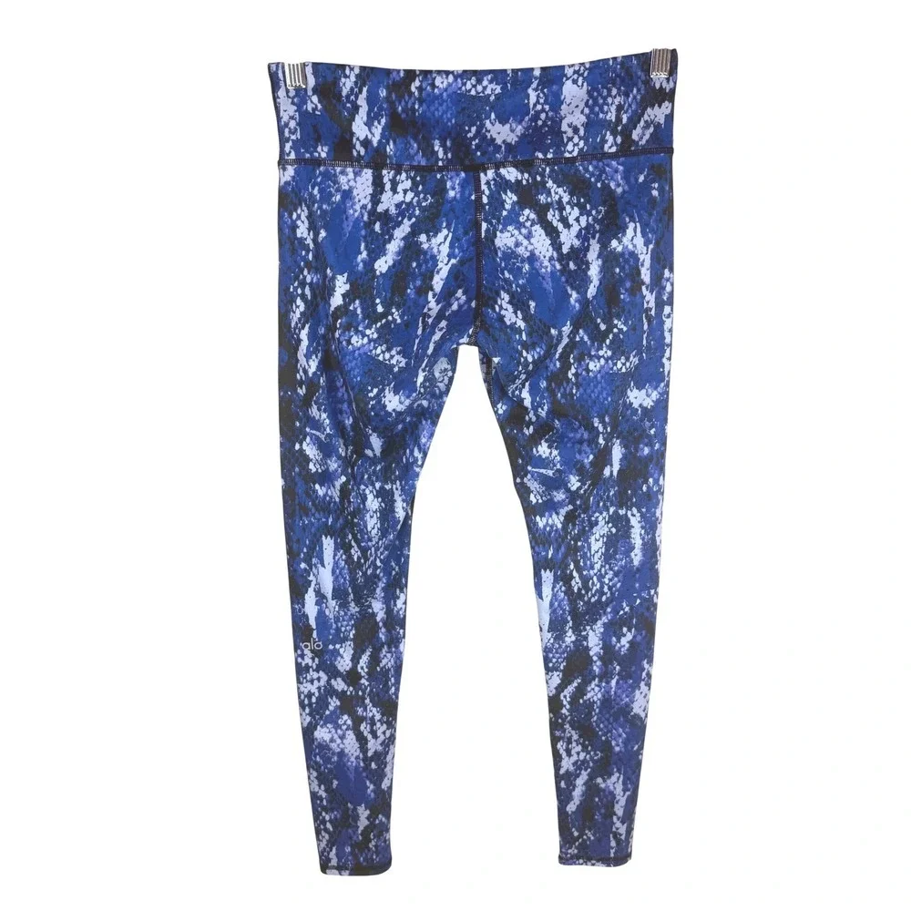 Alo Yoga Airbrush Leggings Size Med Deep Electric Blue Snakeskin Python‎ Active